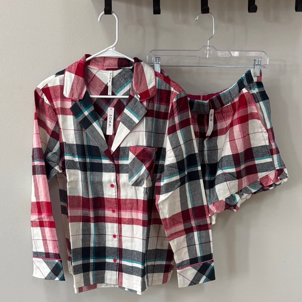 Soma Red and Green Plaid Pajama Set